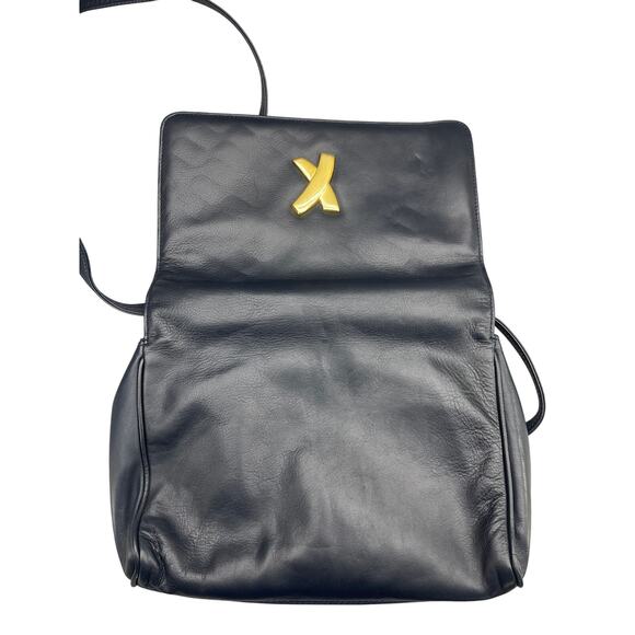 Paloma Picasso Made in Italy Navy Blue Leather Gold Hardware Crossbody Purse - Picture 4 of 16